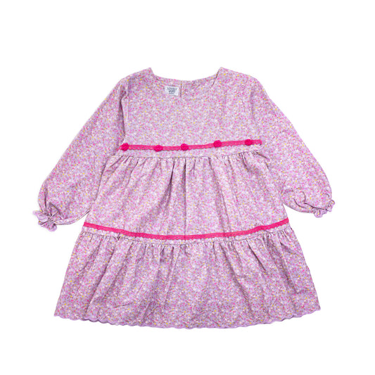 purple dress with a floral print