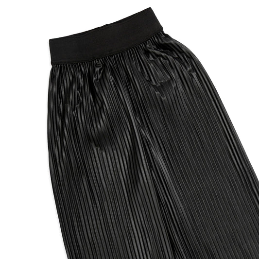 black leather pleated pants