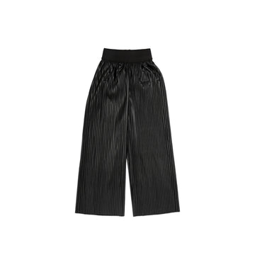 black leather pleated pants