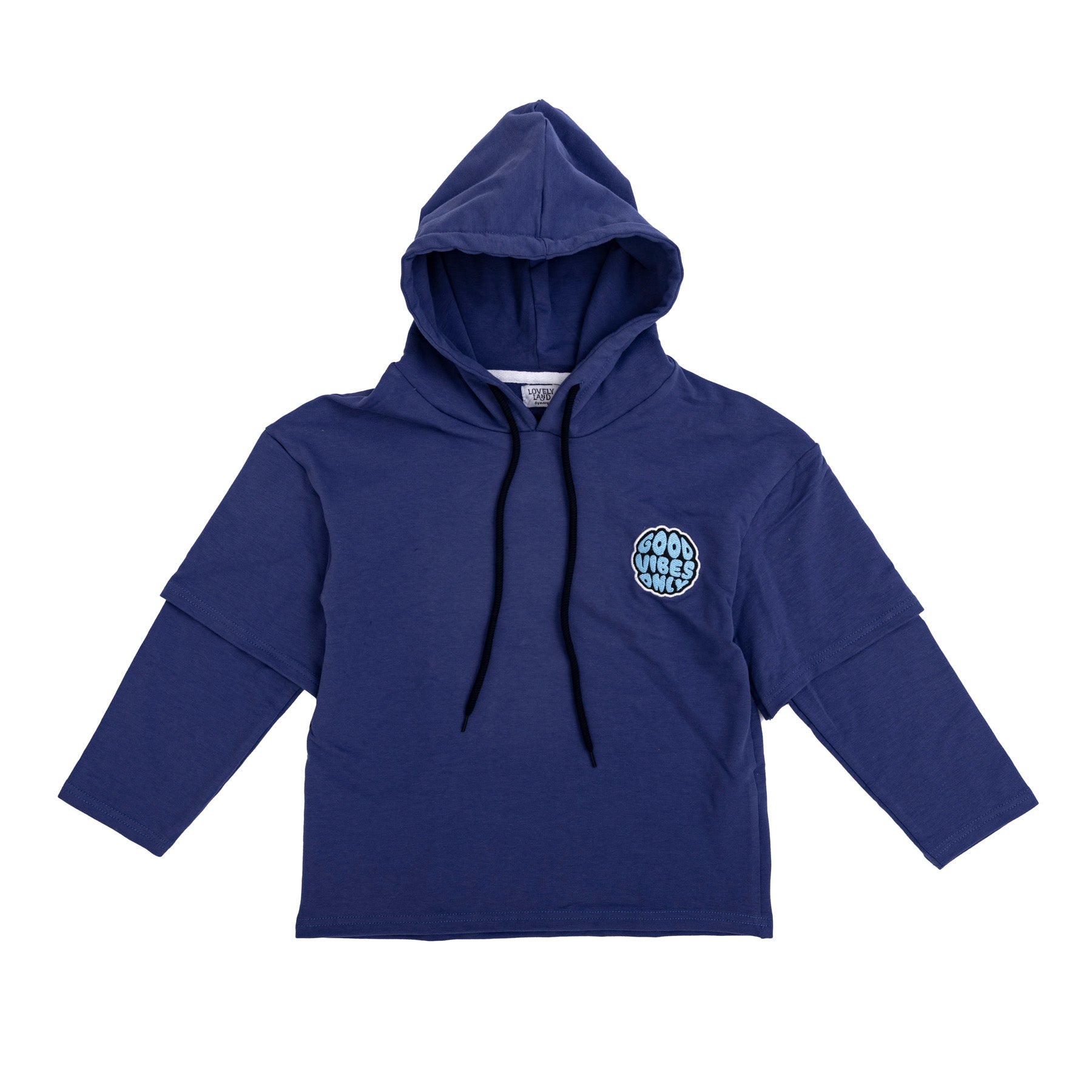 warm navy blue hoodie for boys, perfect for the fall season