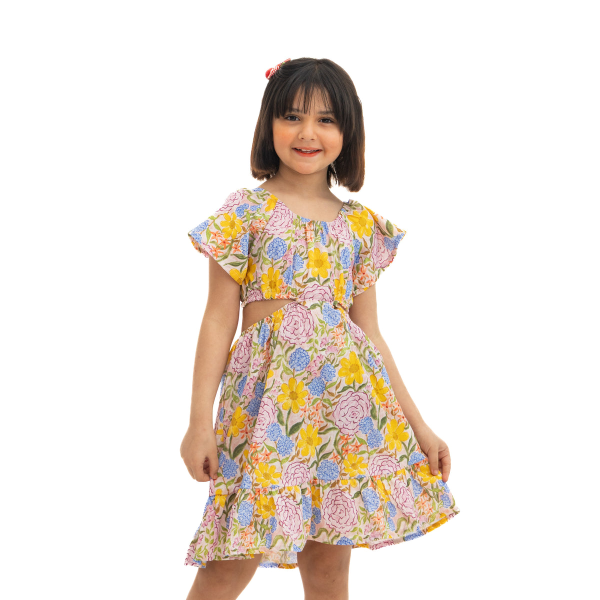 Yellow and Blue Floral Dress