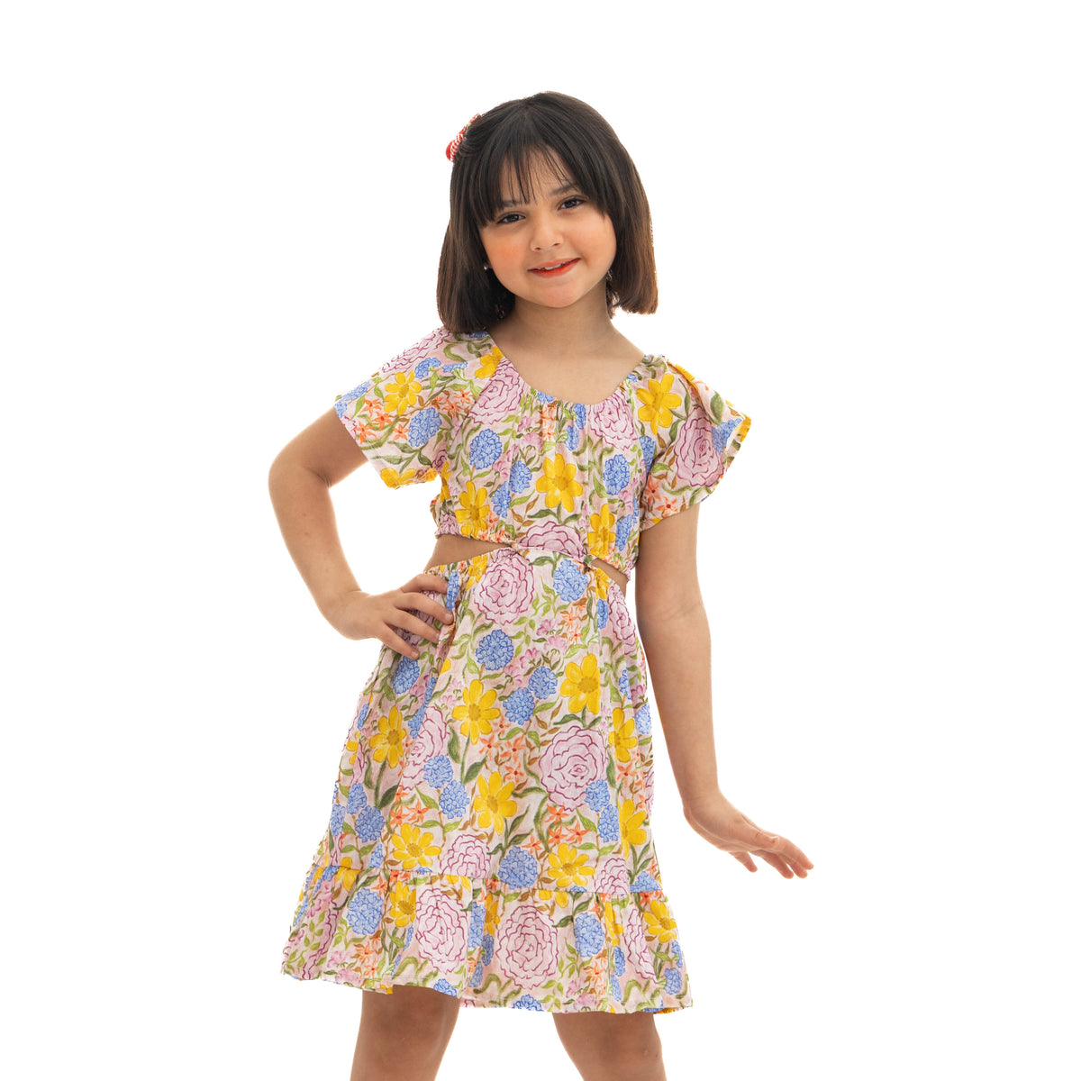 Yellow and Blue Floral Dress
