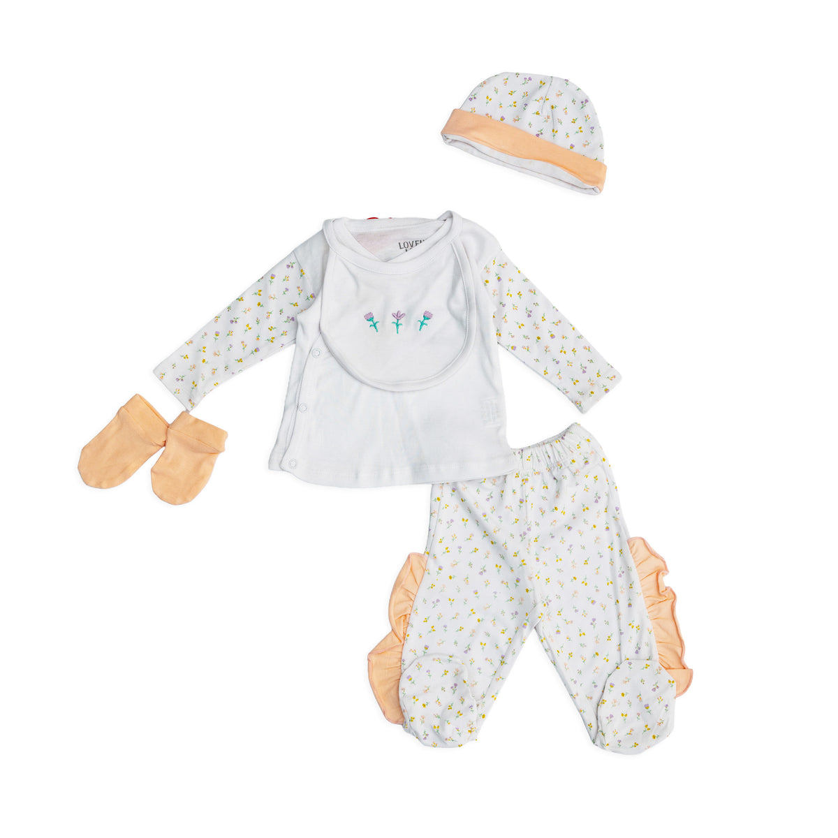 White and Salmon Pink Pack of 5 Set