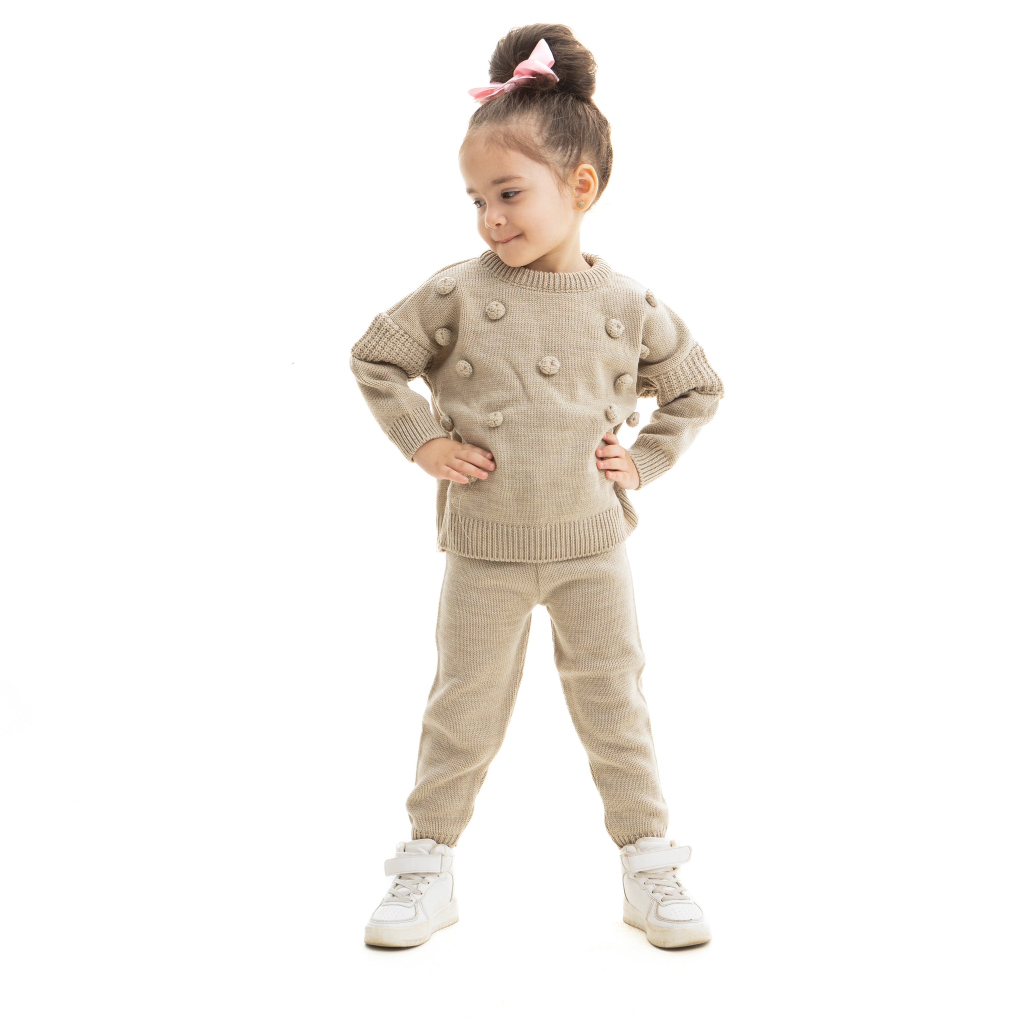 Beige knitted set
