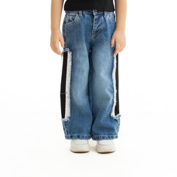 blue jeans pants with side stripes