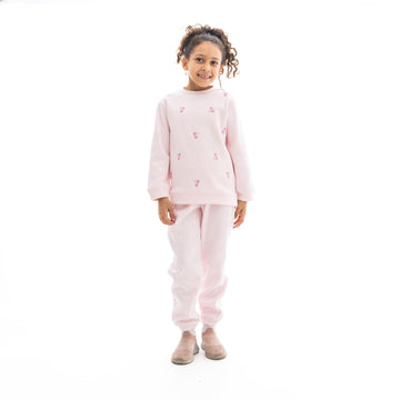 pink Pajamas with rose embroidery