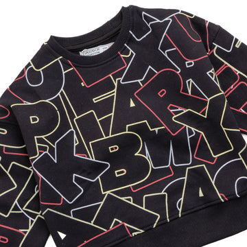 Black sweatshirt with colorful letters