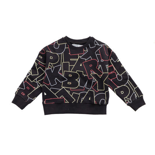 Black sweatshirt with colorful letters