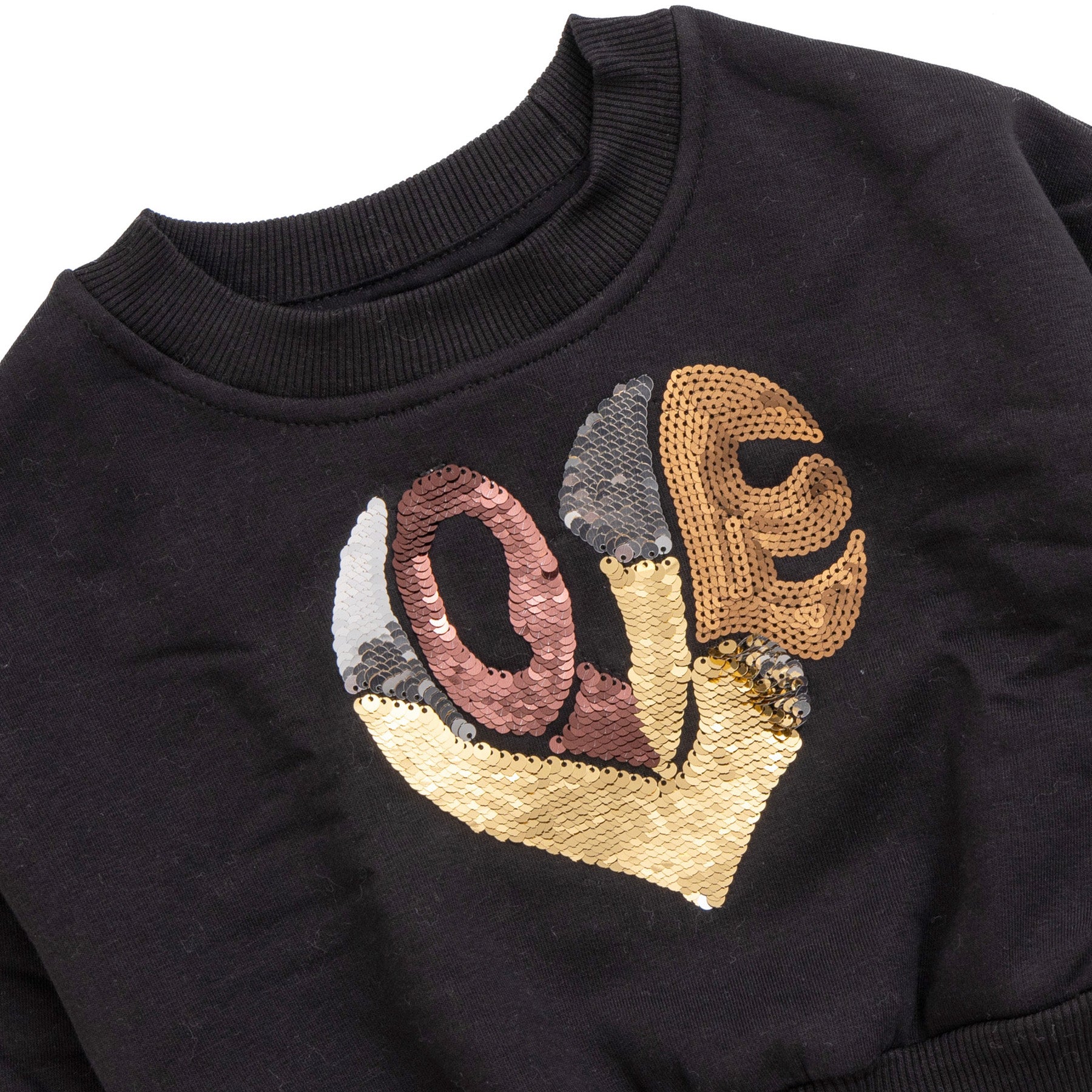 Girls' sweatshirt black with heart LOVE