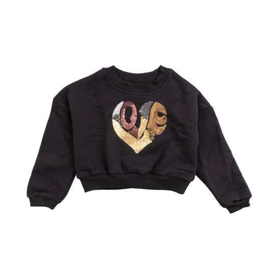 Girls' sweatshirt black with heart LOVE