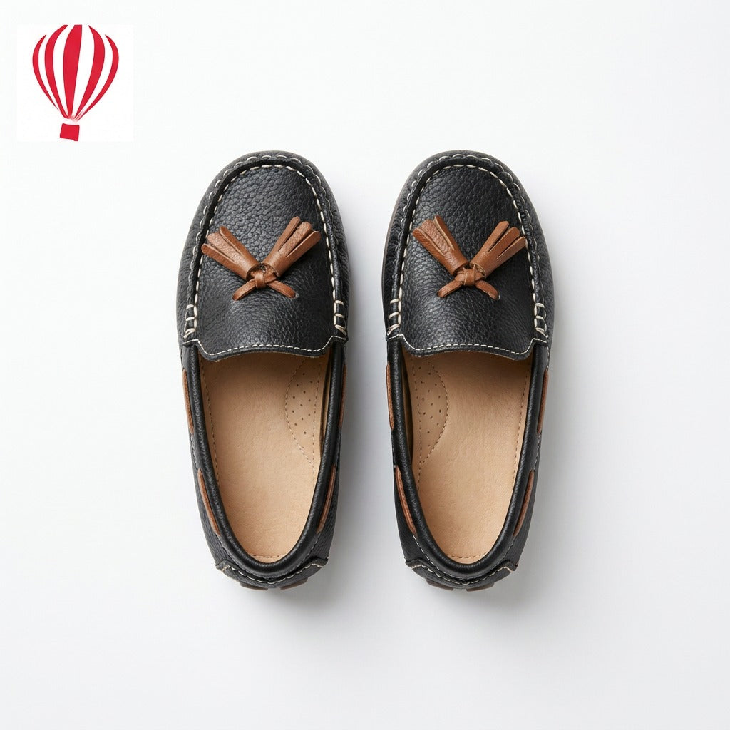Black Loafers with Brown Accents