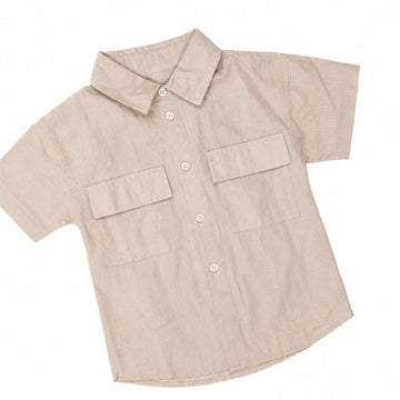 Beige Buttoned Up Shirt with 2 Ballon Pockets