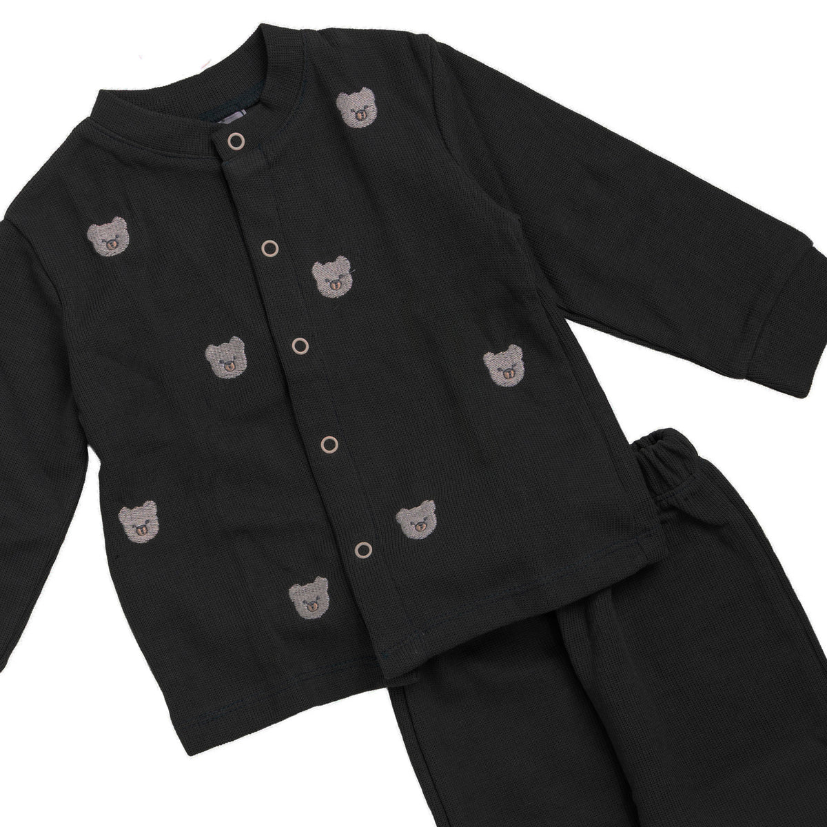 Baby Ribbed Button Set -  Bear Print