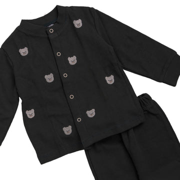 Baby Ribbed Button Set -  Bear Print