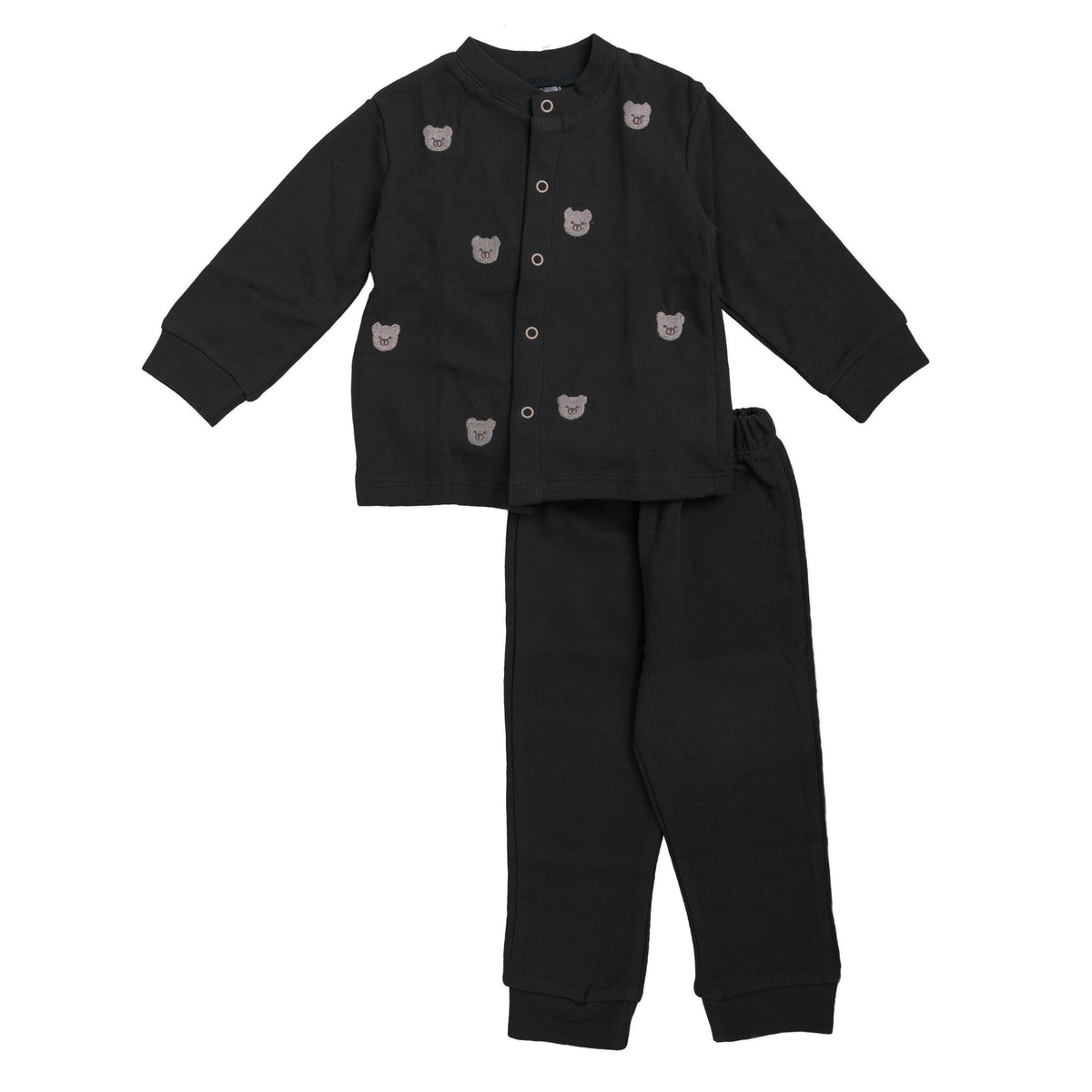 Baby Ribbed Button Set -  Bear Print