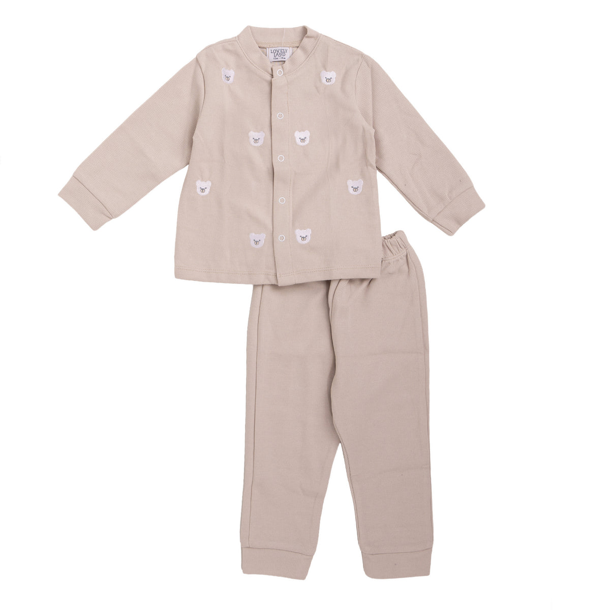 Baby Ribbed Button Set -  Bear Print