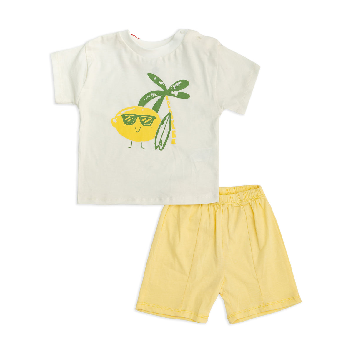 White Shirt and Yellow Short Set