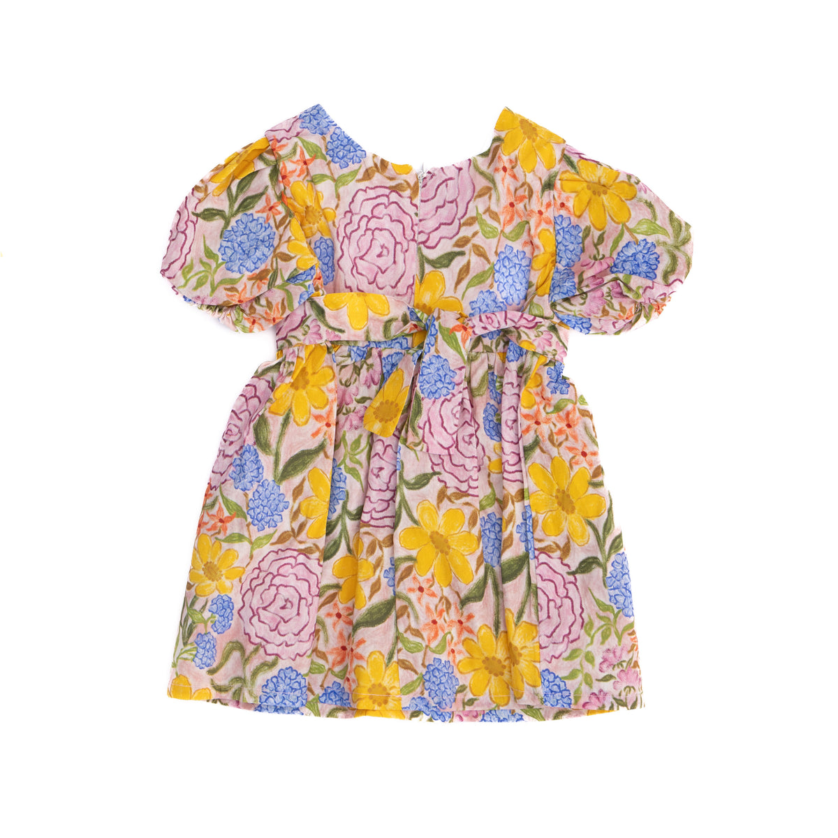 Baby Girls' Floral Print Yellow, Blue & Pink Dress