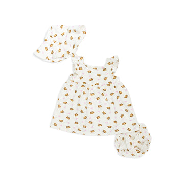 Set of white dress underwear and hat