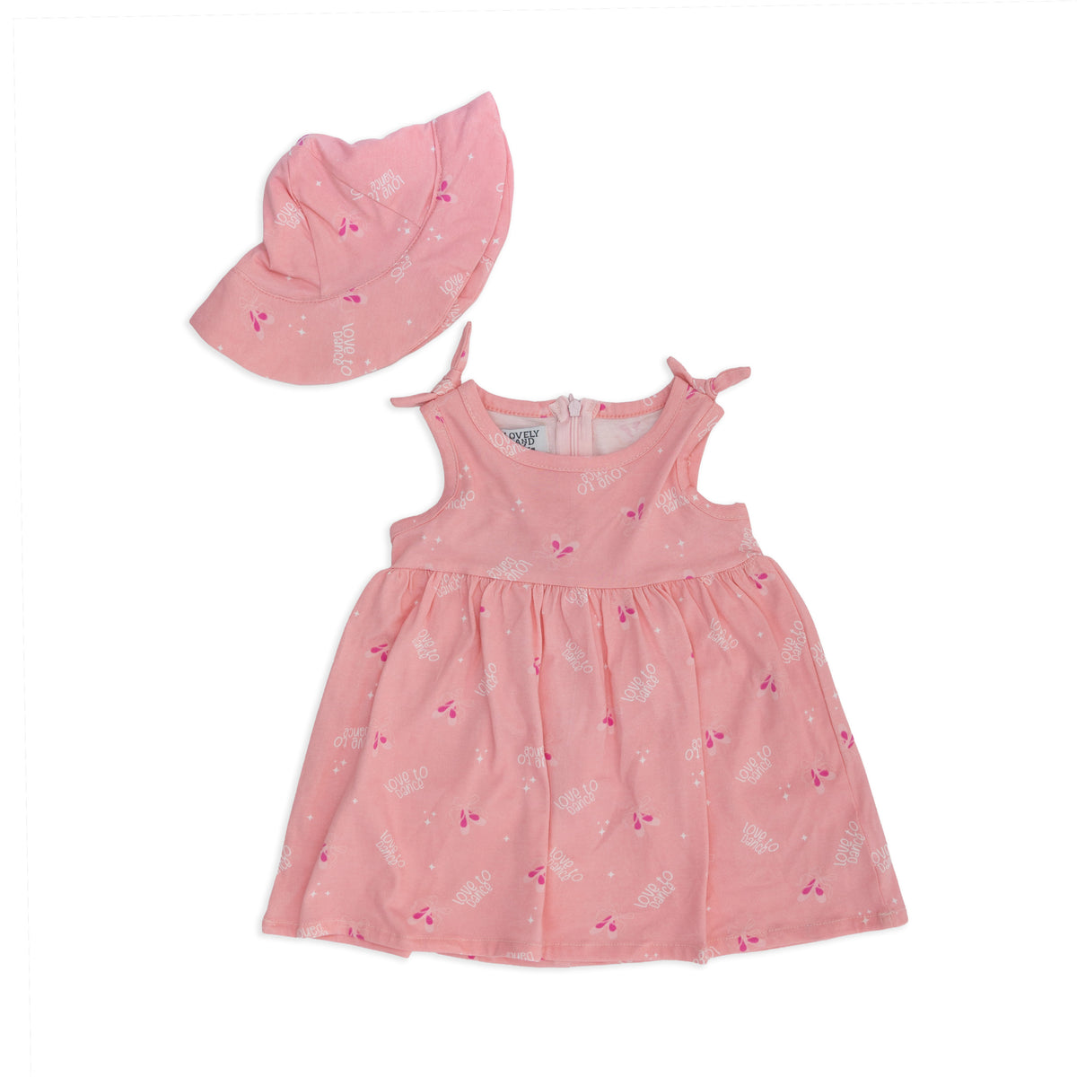 Baby Girls' Rose Dress with Matching Hat