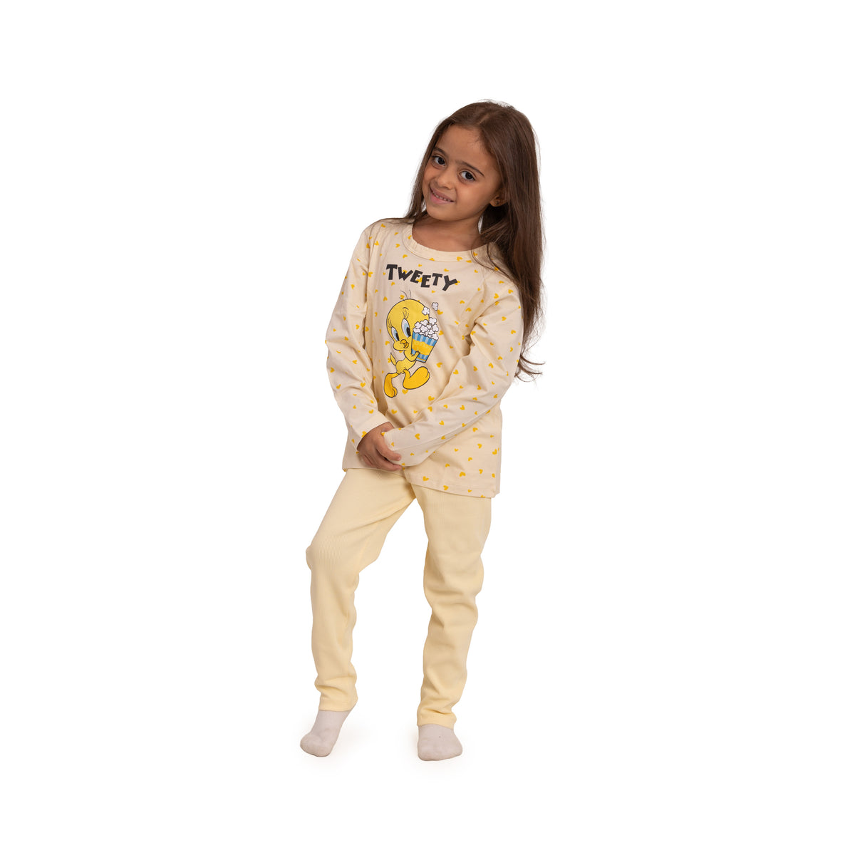 Girls Tweety Pajama Set - Yellow Winter Set