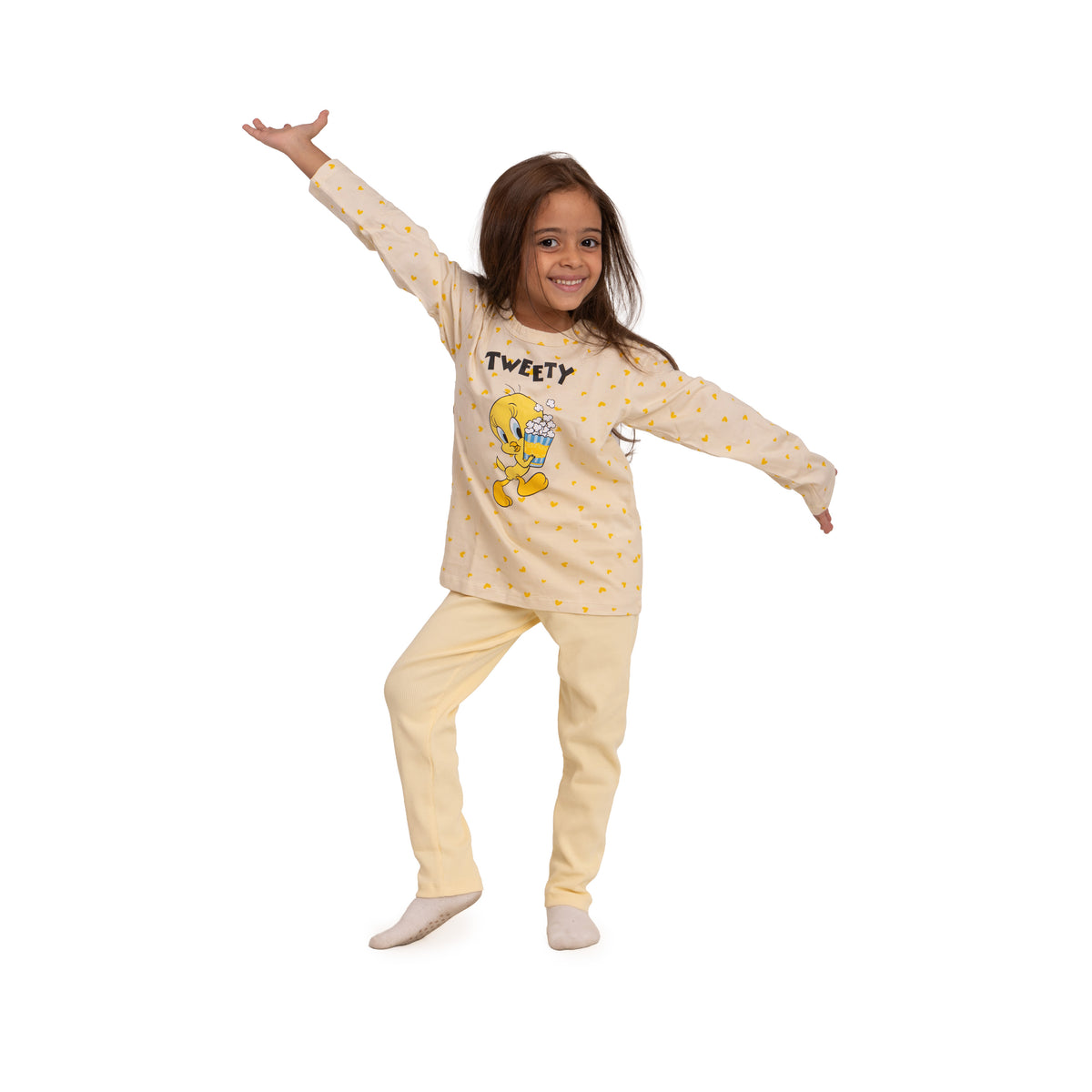 Girls Tweety Pajama Set - Yellow Winter Set