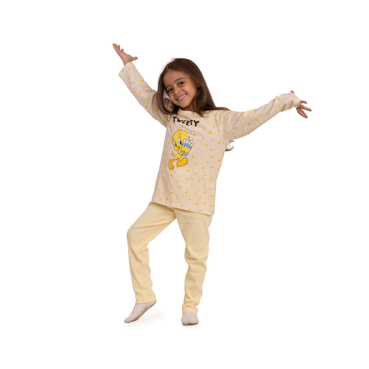 Girls Tweety Pajama Set - Yellow Winter Set