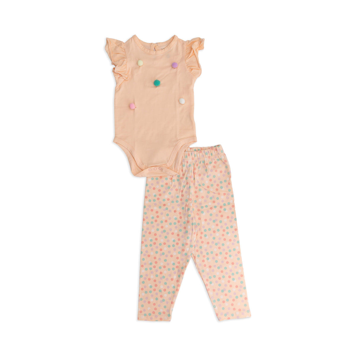 Colorful Embroidered Ball Top & Matching Pants Set