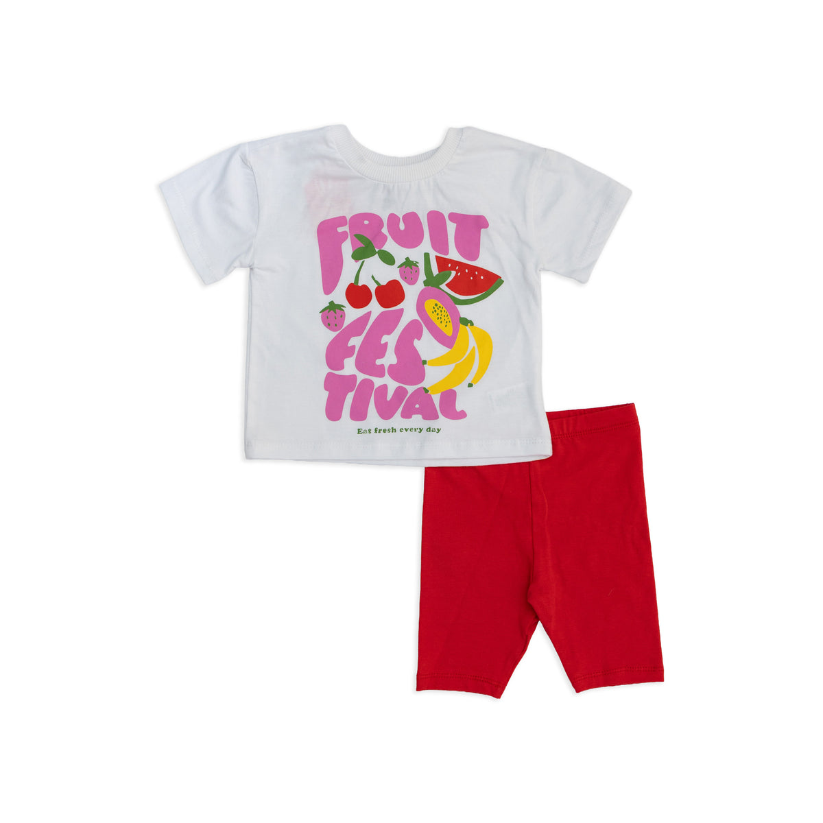 Baby Girls' White & Red Watermelon Print Pajama Set