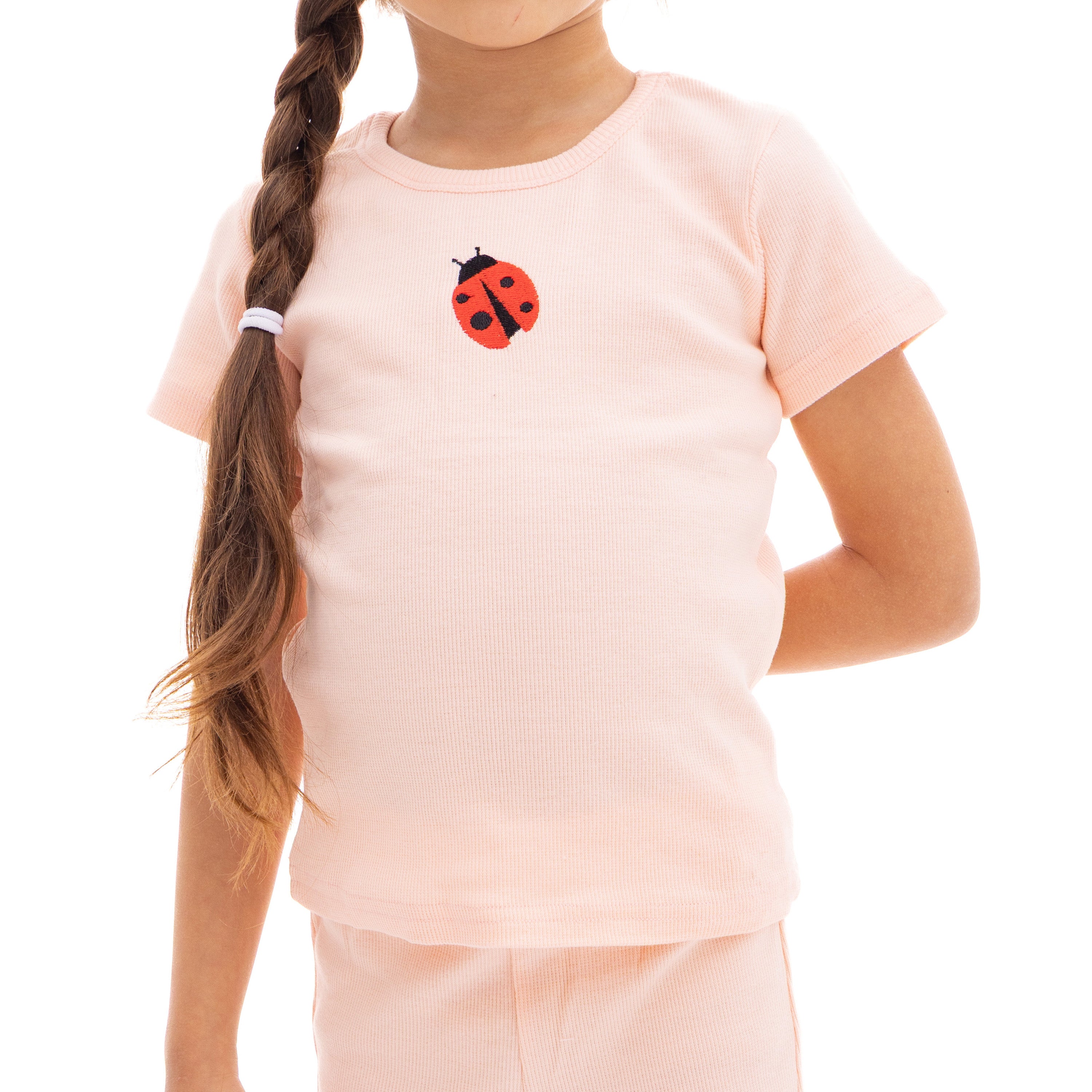 Girls' Cute Kids' Simon-colored Set with a Fun Insect Print