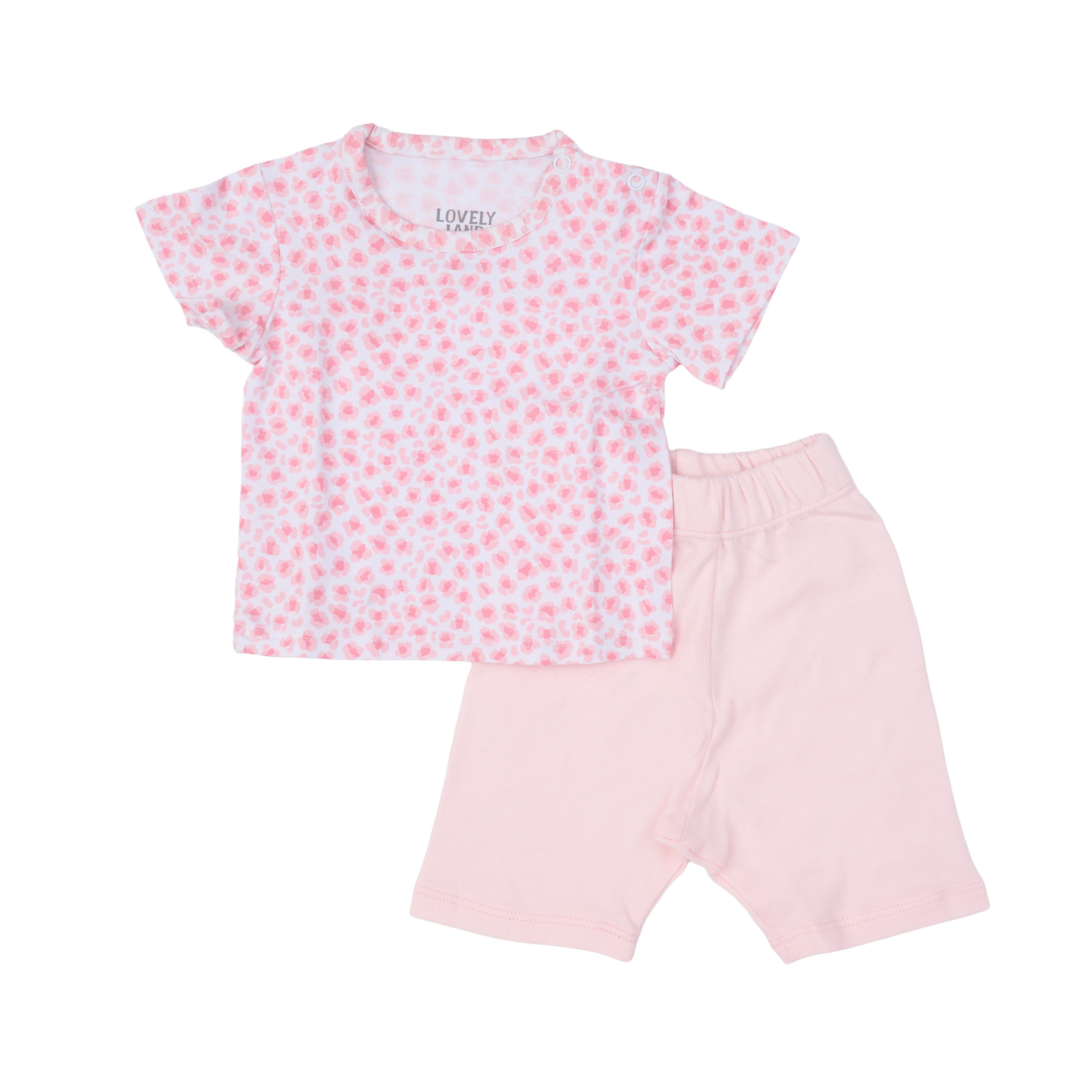 White Pajama Set with Rose Heart Print