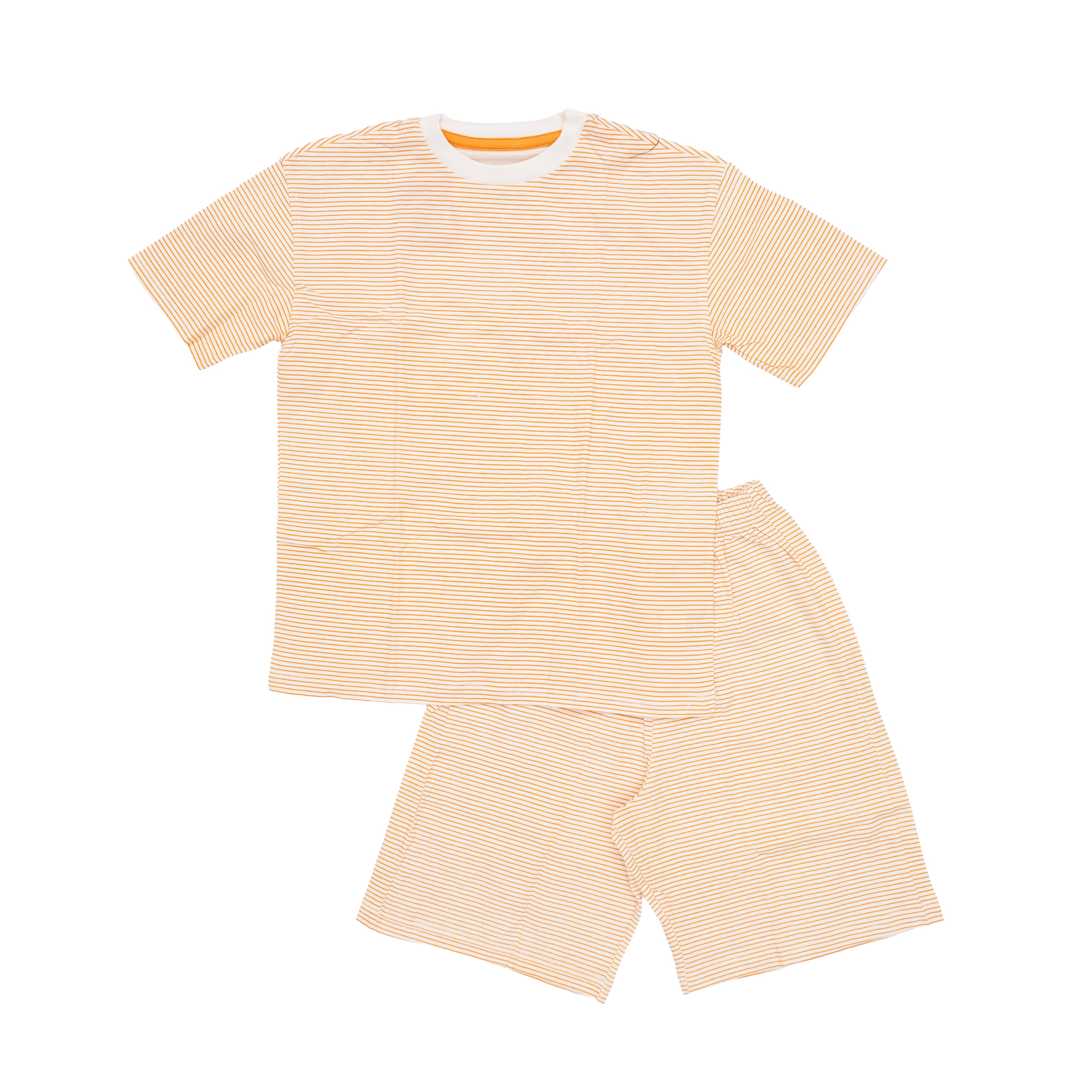 White and Orange Stripped Pajama Set