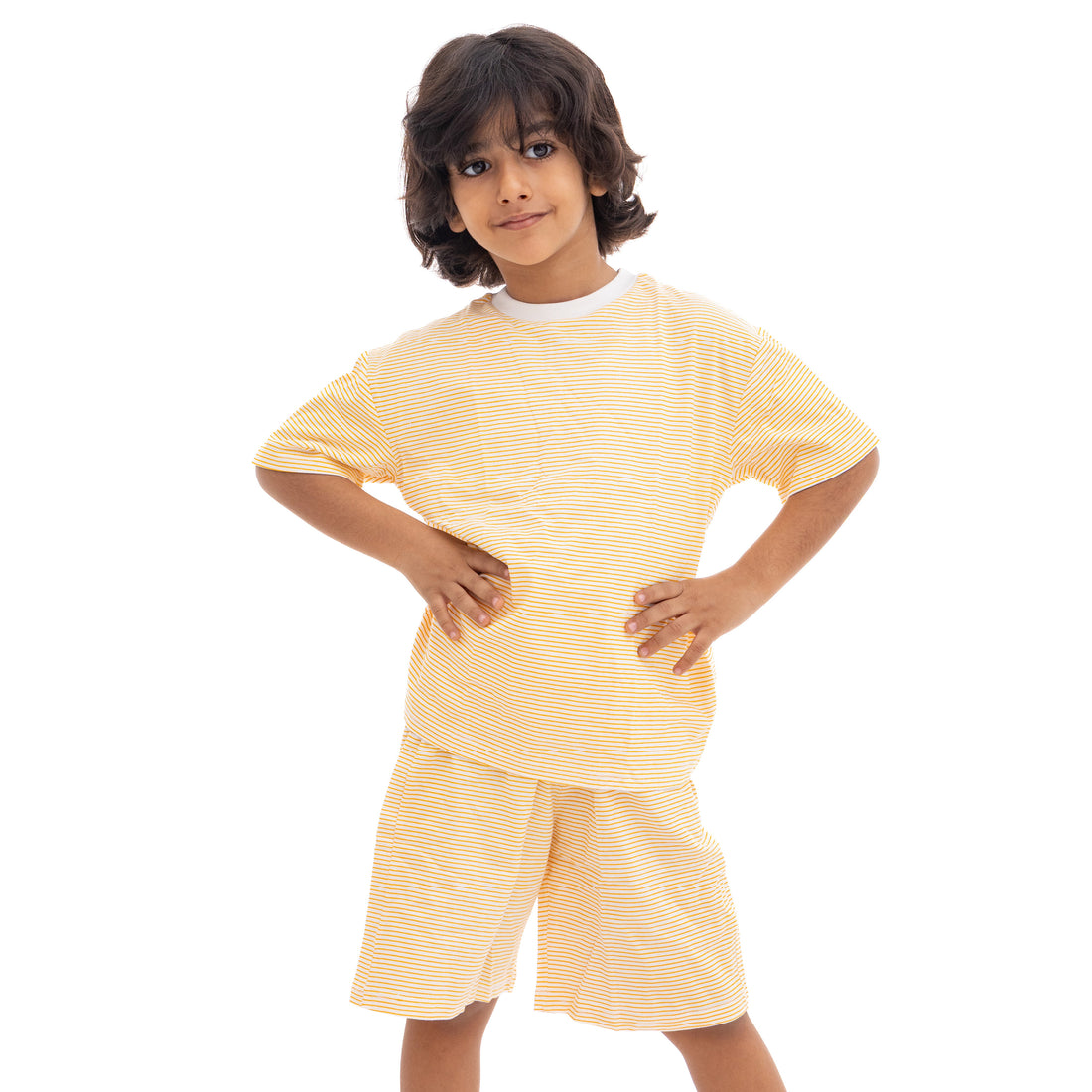White and Orange Stripped Pajama Set