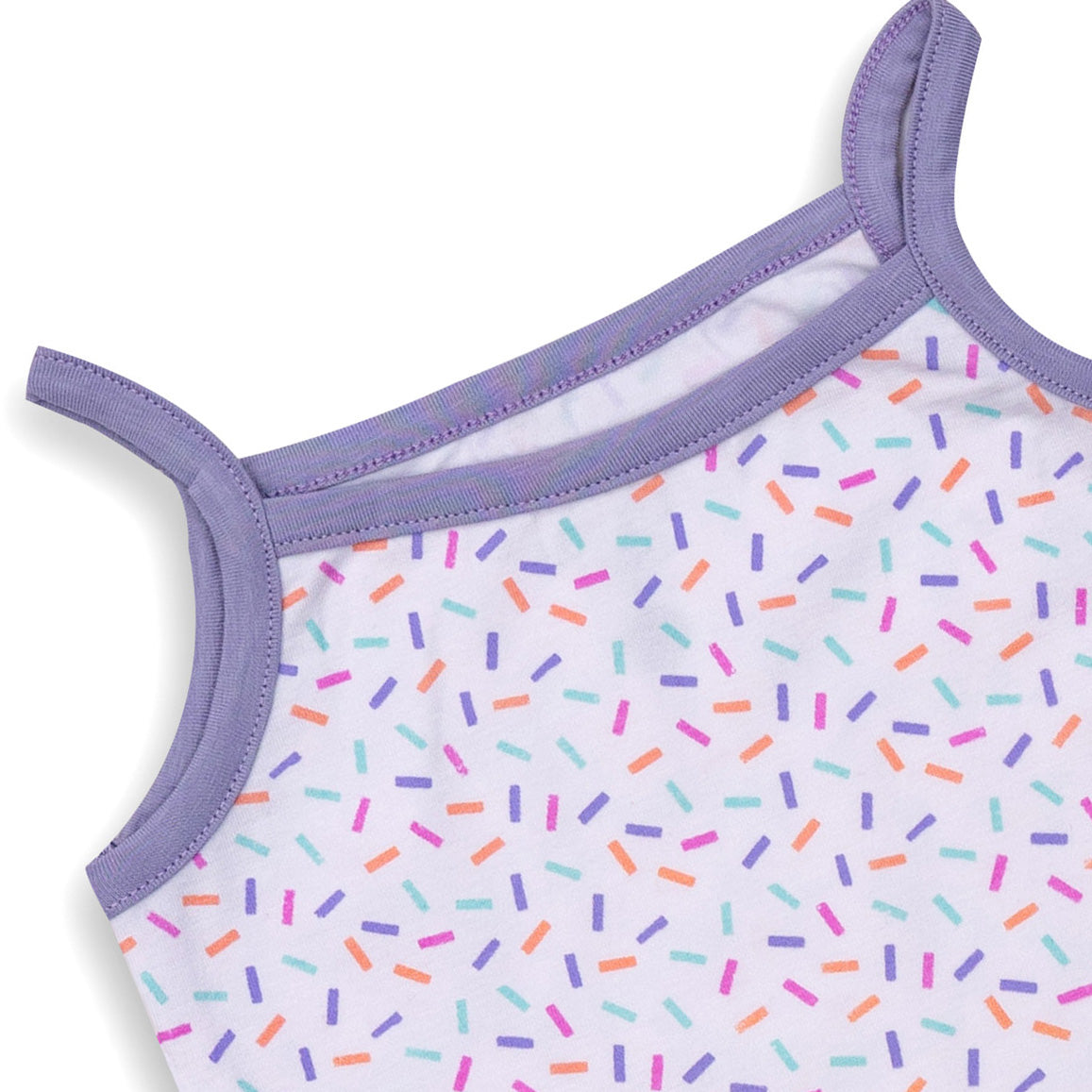 Baby Girls' White Sleeveless Shoulder Strap Onesie with All Over Print