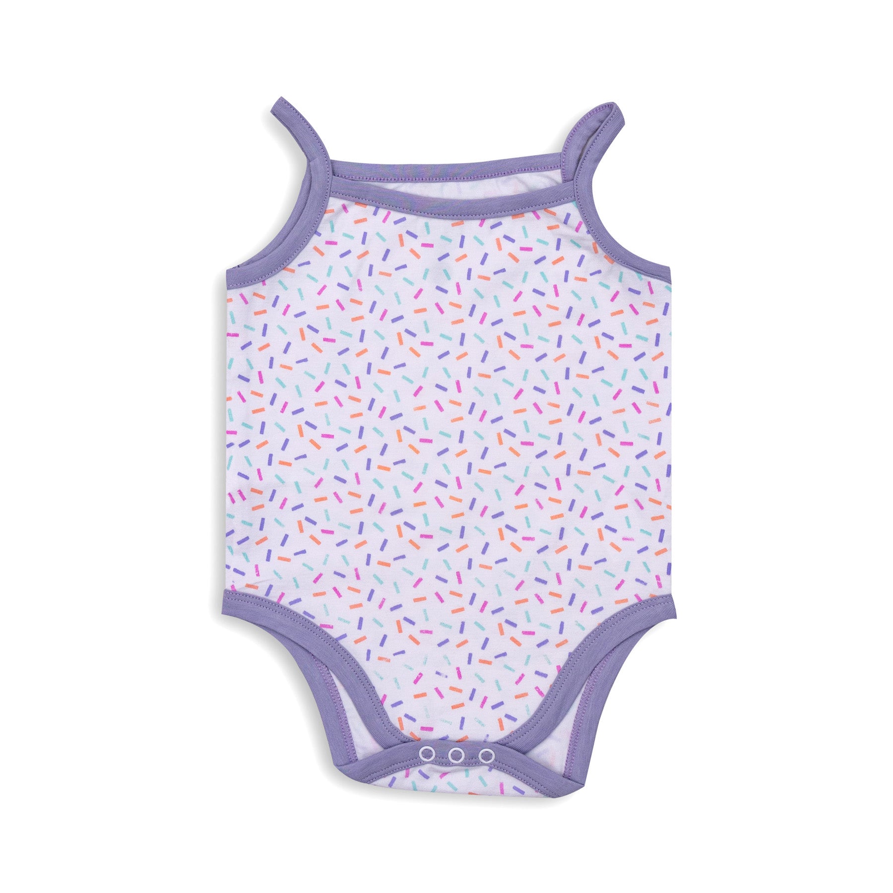 Baby Girls' White Sleeveless Shoulder Strap Onesie with All Over Print