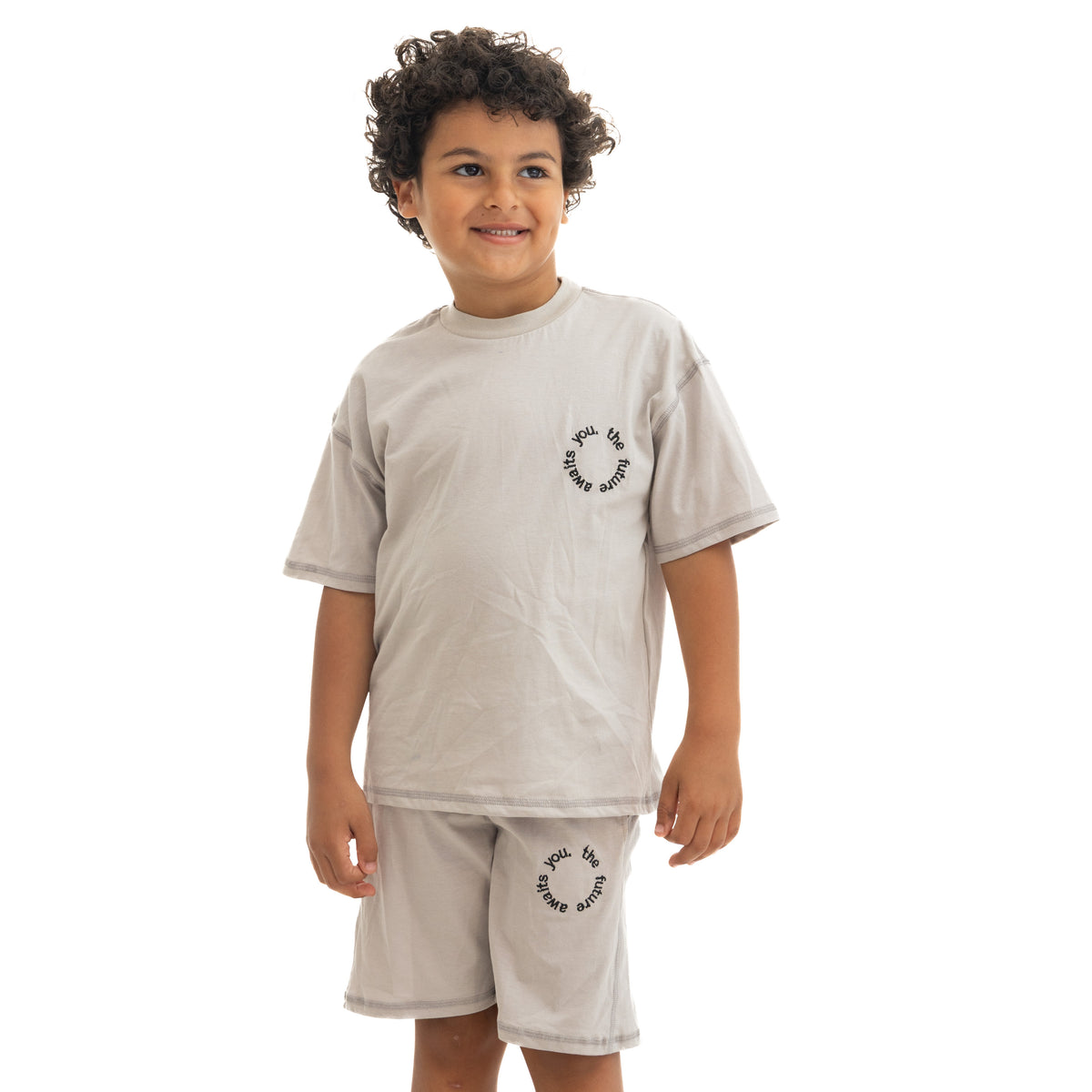 Grey T-shirt and Shorts Set