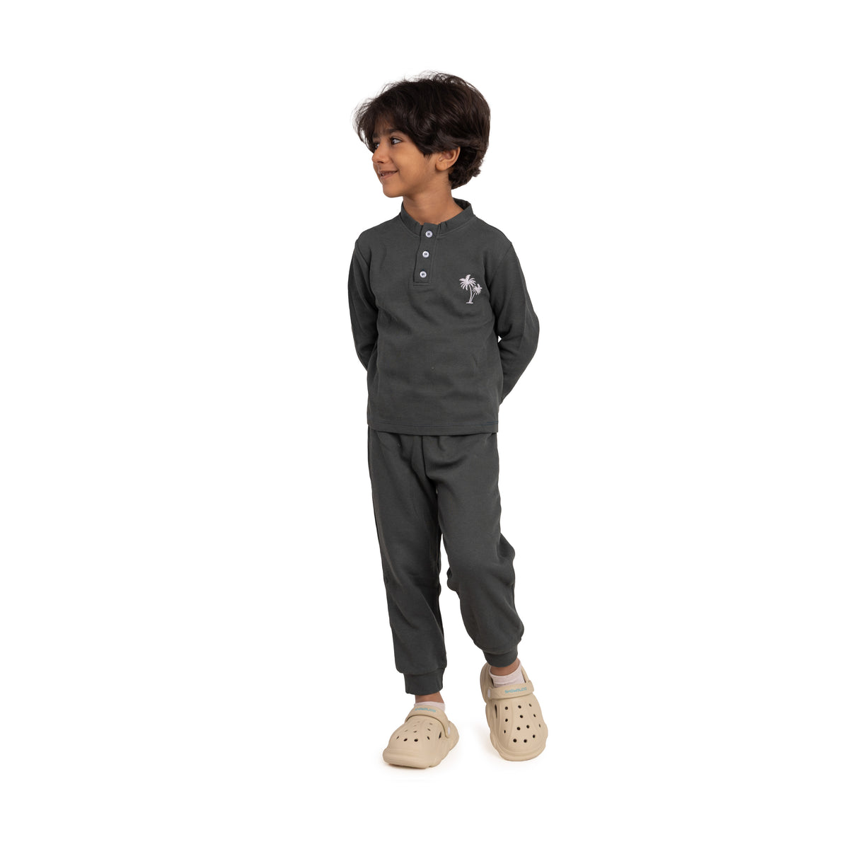 Boys Winter Waffle Set Olive Green