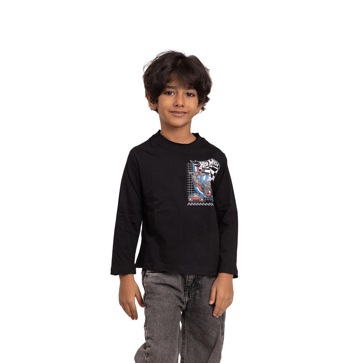 Kids Long Sleeve T-Shirt - Racing Car Hot Wheels Print
