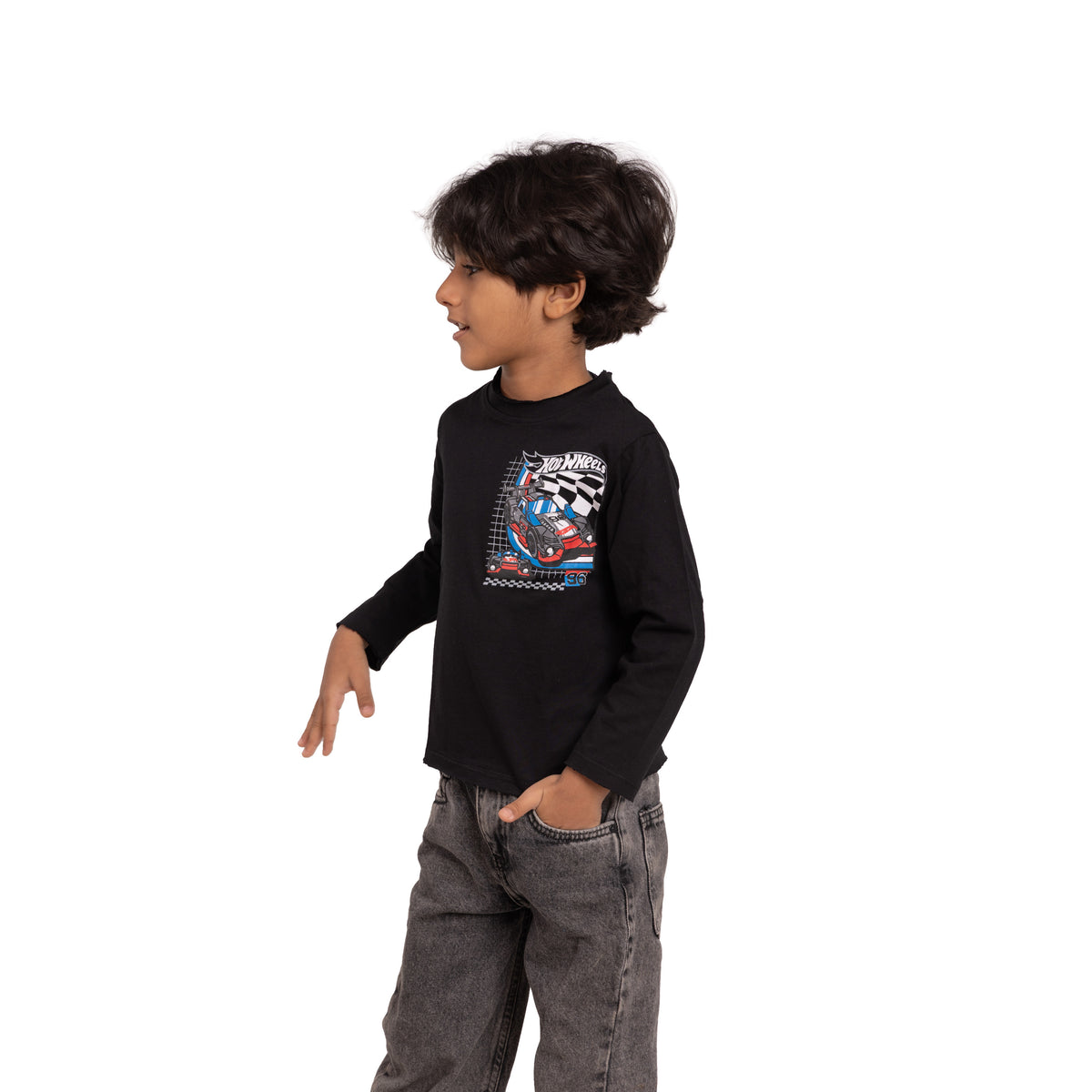 Kids Long Sleeve T-Shirt - Racing Car Hot Wheels Print