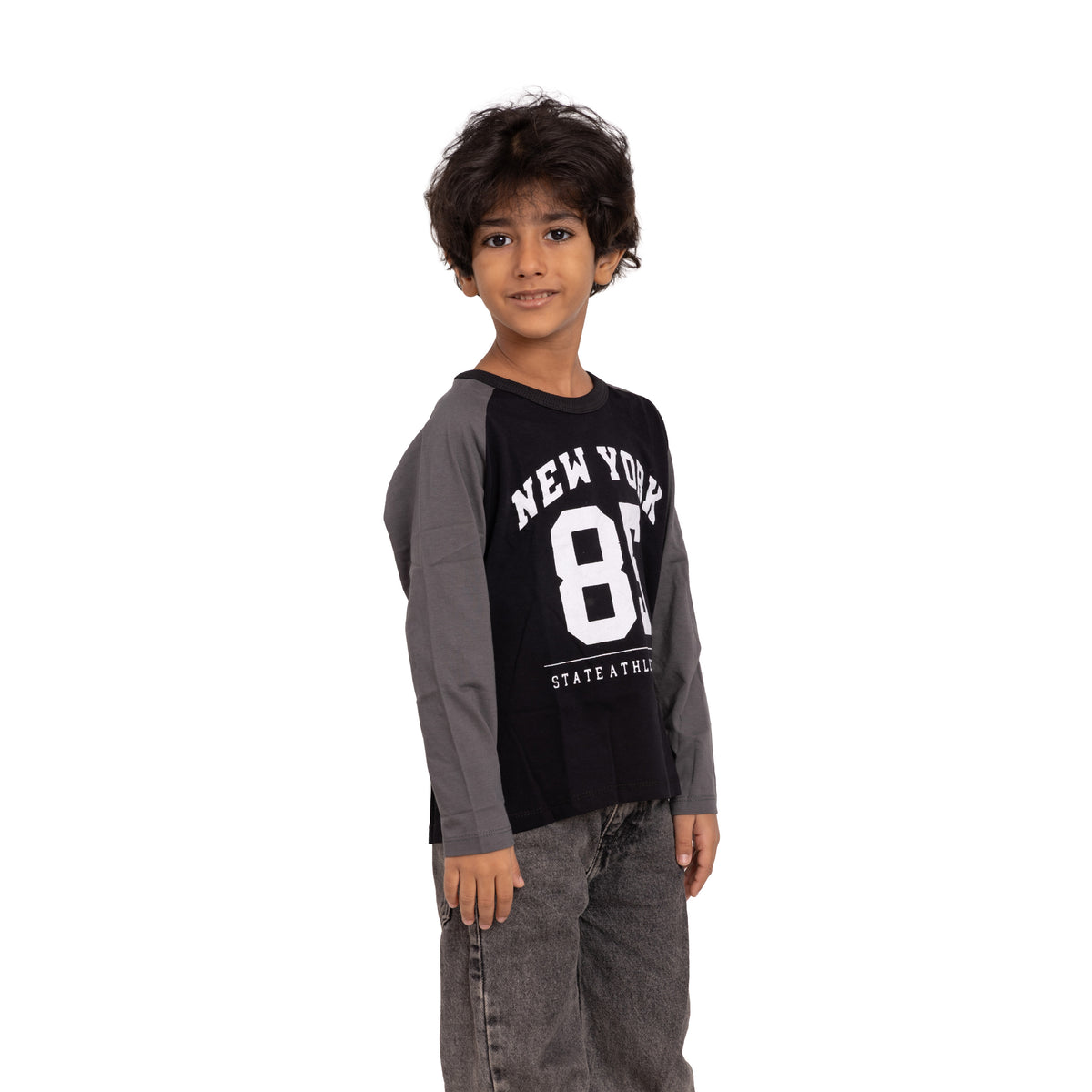Kids Raglan Long Sleeve T-Shirt - New York 85 Print