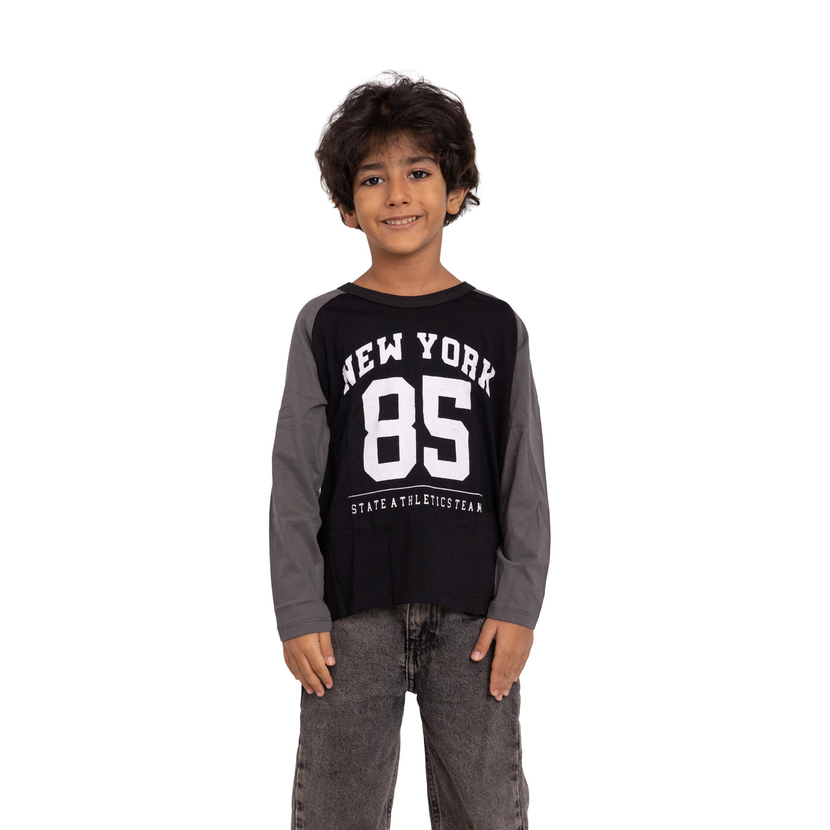Kids Raglan Long Sleeve T-Shirt - New York 85 Print
