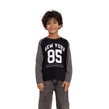 Kids Raglan Long Sleeve T-Shirt - New York 85 Print