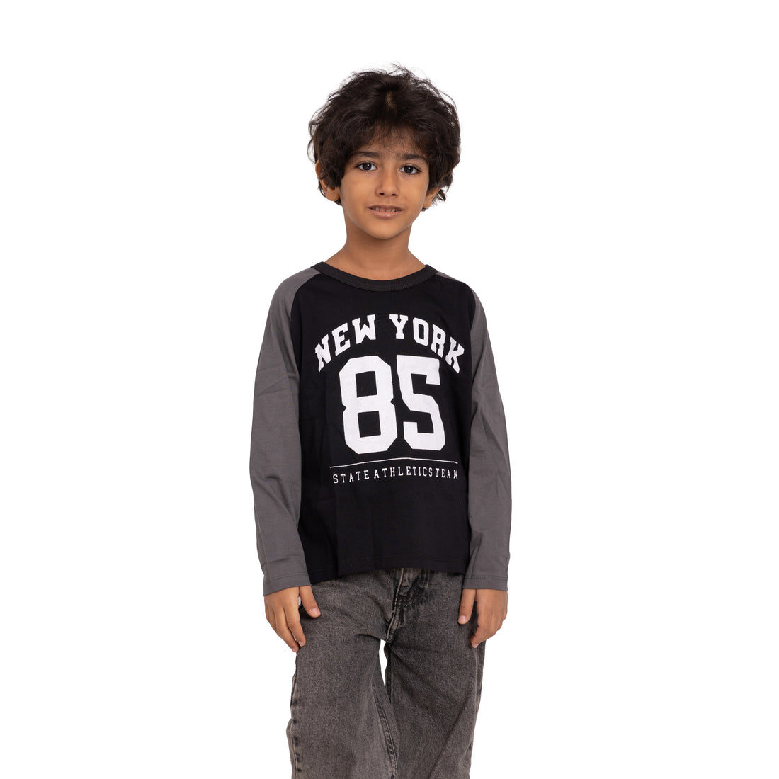 Kids Raglan Long Sleeve T-Shirt - New York 85 Print