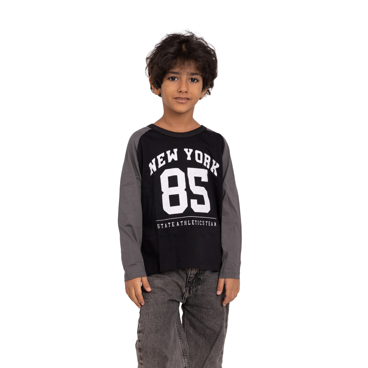 Kids Raglan Long Sleeve T-Shirt - New York 85 Print
