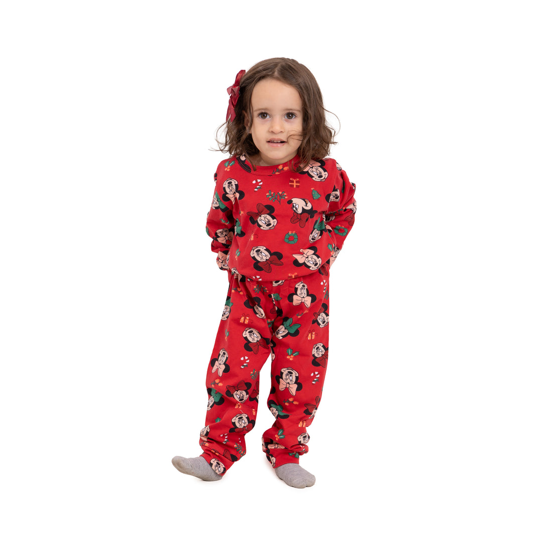 Girls Winter Pajama Set - Minnie Mouse Print - Red