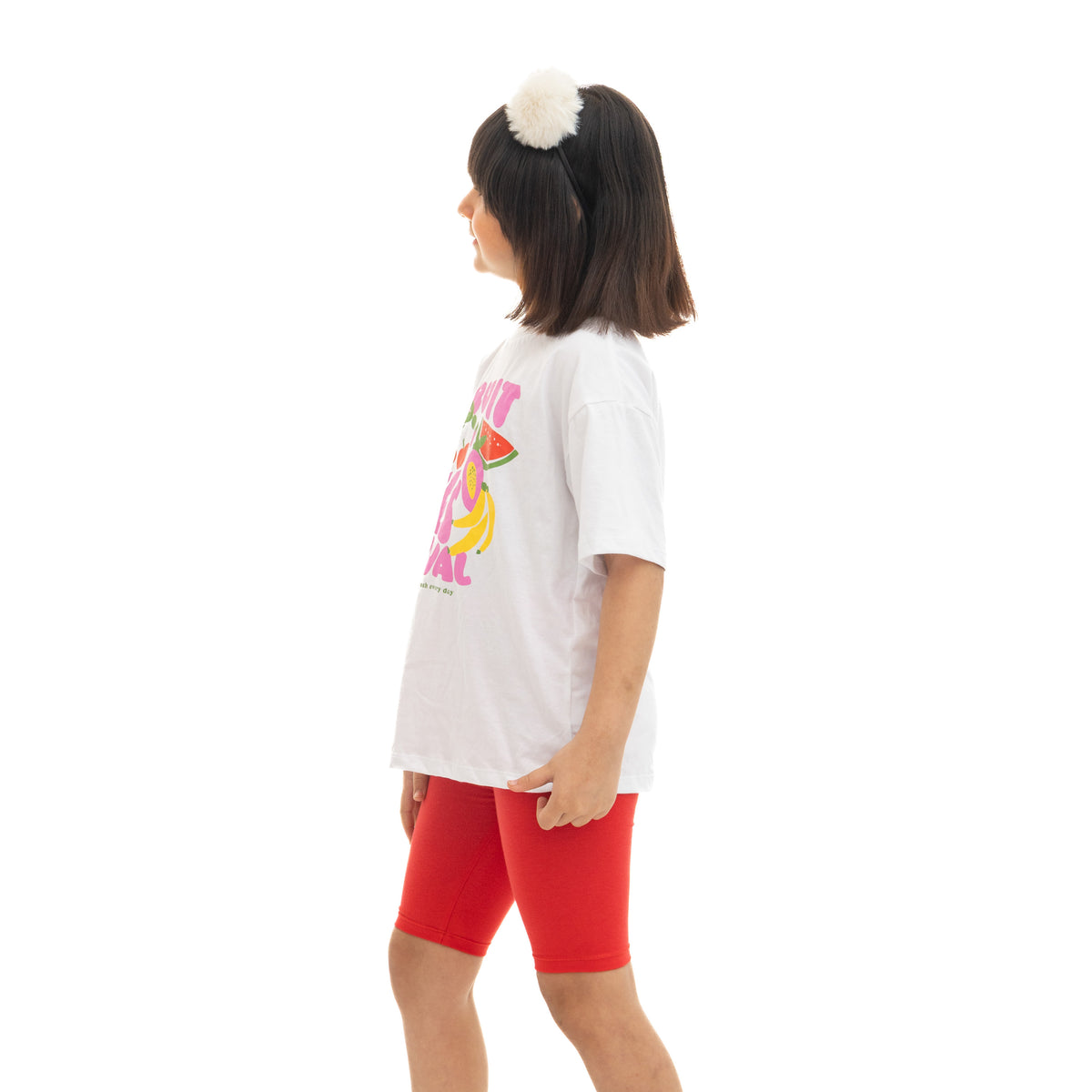 Girls' White & Red Watermelon Print Pajama Set