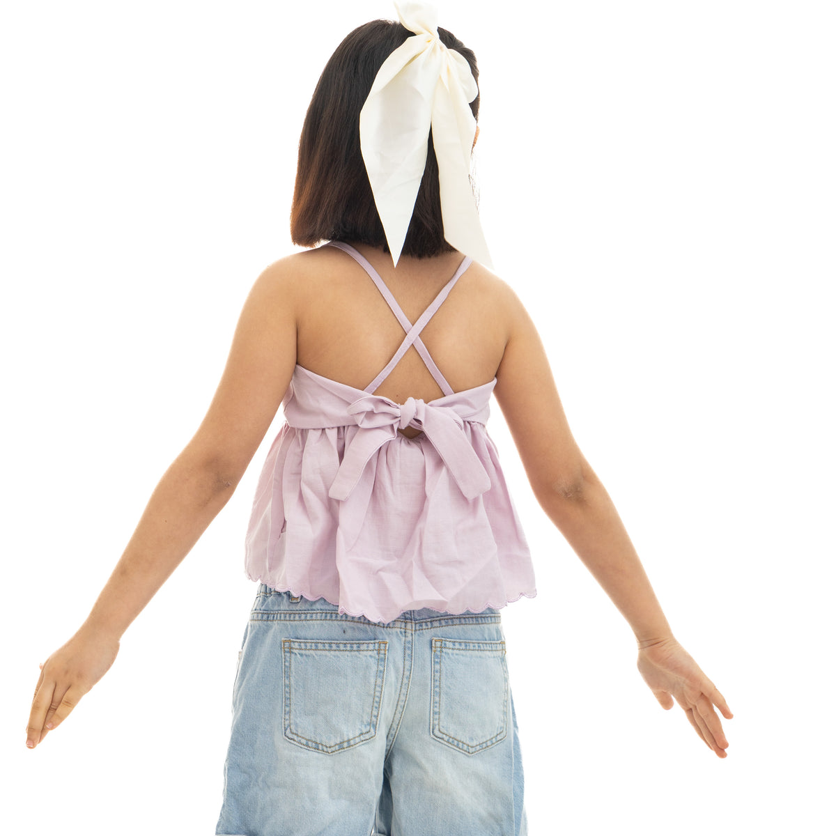 Girls' Purple Heart Embroidered Top