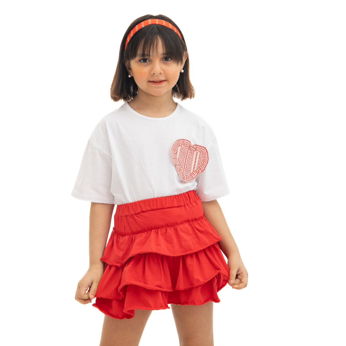 Girls' Red Layered Skirt