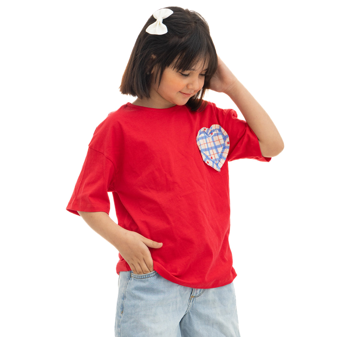 Red Shirt with Heart Stitching