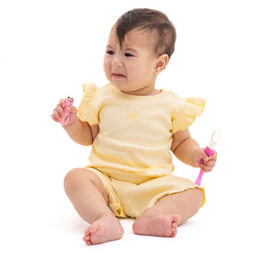 yellow shirt and short outfit